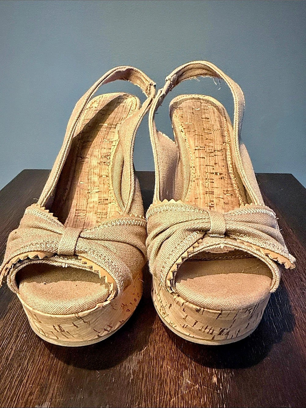 MIA Beige Wedge Sandals US 6